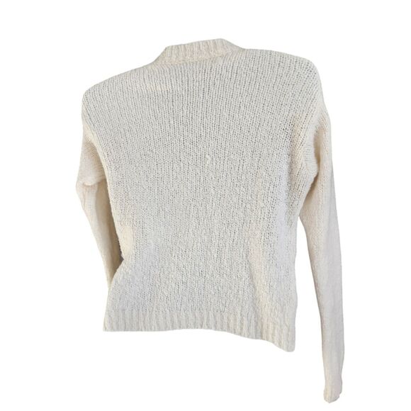 Brandy Melville Crop V-Neck Cable Knit Wool Blend Sweater-Ivory-Italy-Preppy-S-M - Picture 5 of 12